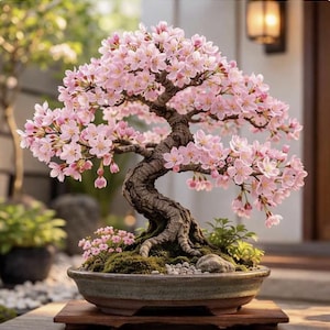 Rosa Sakura Körsbärsblom Bonsai Levande Växt | Sällsynt Blomträd Inomhus Utomhusdekoration