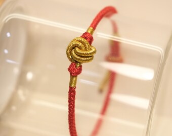 Pulsera de nudo de hilo rojo, pulsera de nudo de la suerte, pulsera roja ajustable