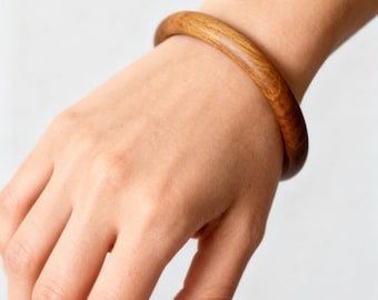 Bracciale in legno di sandalo, bracciale in legno verde, bracciale rigido di 8 mm di spessore