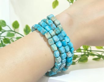 Blue Turquoise Bracelet, Gemstone Turquoise, Boho Turquoise Bracelet