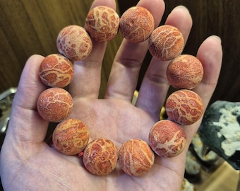 Bracciale in legno rosso 20 mm, bracciale con perline rosse grezze, bracciale con perline grandi 20 mm