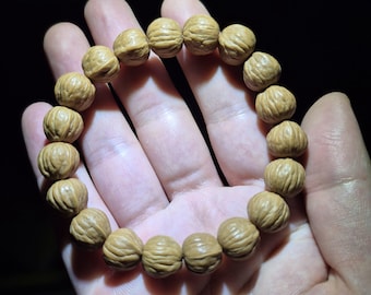 Bracciale Wenwan in noce, bracciale Zen in noce, bracciale in legno per meditazione 12 mm