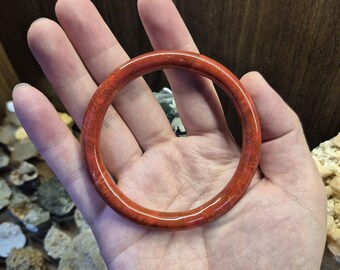 Bracciale rigido rosso 8 mm, bracciale rigido rosso spesso 8 mm, bracciale rigido rosso massiccio 8 mm