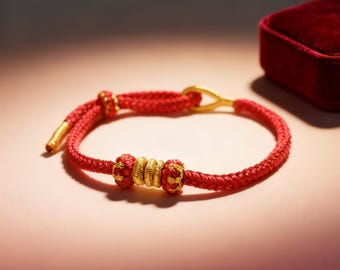 Pulseira Coroa Vermelha, Pulseira Coroa com Cordão, Pulseira Coroa da Sorte