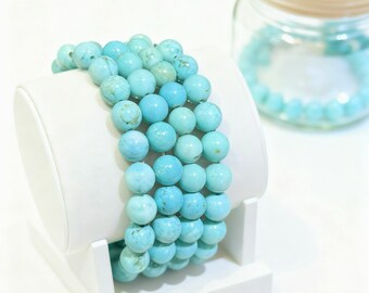 Turquoise Bracelet, Blue Turquoise, Boho Turquoise 8mm