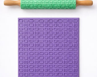 Rodillo texturizado de cápsula retro STL: herramienta moderna de relieve geométrico para galletas de arcilla (descarga digital)