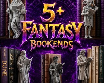 5+ Fantasy Bookends STL Pack | Magical Library Collection