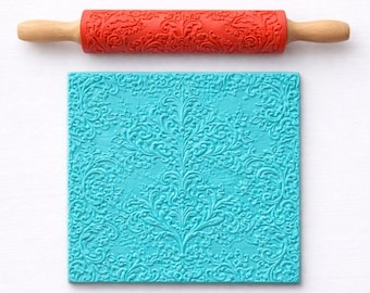 Damask Texture Roller for Clay, Baroque Embossing Pottery Tool (STL File)