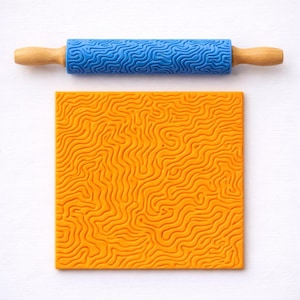 Topographic Texture Roller for Clay | Organic Wave Pattern Embossing Tool