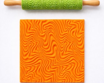 Art Swirl Clay Texture Roller, Pottery Embossing Tool, Polymer Clay Pattern Maker