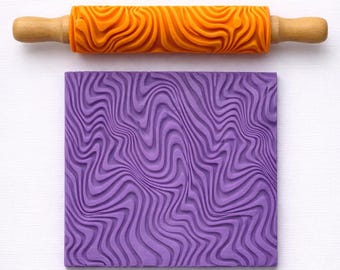 Wavy Texture Roller for Clay & Pottery | Seamless Abstract Wave Pattern Tool (STL Download)