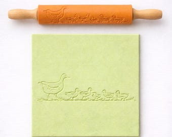 Duck Family Texture Roller – 3D Printed Clay Embossing Pattern Tool
