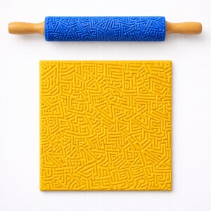 Rodillo de textura geométrica azteca para arcilla: herramienta de cerámica con diseño tribal (PawMold 01)