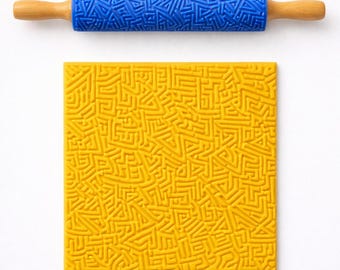 Aztec Geometric Texture Roller for Clay – Tribal Pattern Pottery Tool (PawMold 01)