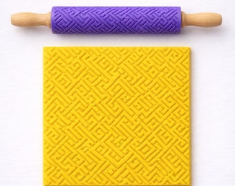 Geometric Maze Texture Roller for Clay, Pottery, Fondant Embossing Tool