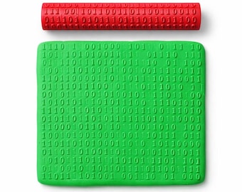 Binary Code Texture Roller STL – Coding Pattern Rolling Pin – Cookie / Fondant Embossing Roller – 3D Print File