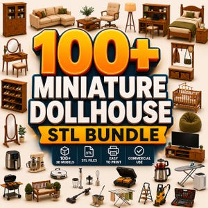 Paquete de más de 100 muebles en miniatura para casas de muñecas (archivos STL) / Paquete de accesorios para el hogar (descarga digital)