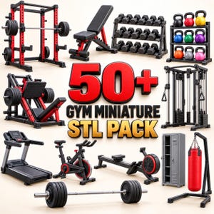 50+ Gym Miniatures STL Pack | 3D Printable Fitness Equipment for Dollhouses & Dioramas | Digital Download