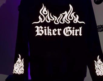 Reflective Biker Girl Motorcycle Hoodie