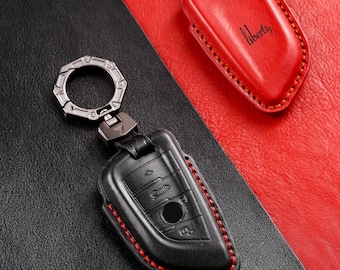 Genuine Leather BMW Key Fob Cover: Personalized Hand-Stitched Case for 4-Button Keys