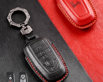 For Ford Key Cover Leather Key Case Fit for Ford Bronco F150 Explorer Fusion Escape Edge Expedition F250 F350 F450 F550 Mustang 3/4/5Buttons