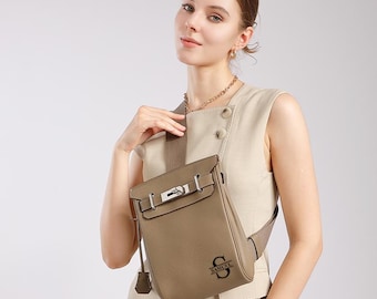 Customizable, Personalized First-Layer Cowhide Chest Bag — Trendy Kelly-Style Shoulder & Crossbody Bag (Unisex)