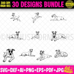 bedlington terrier svg bündel, 30 Designs für Cricut, druckbares Clipart-Set, digitaler Download