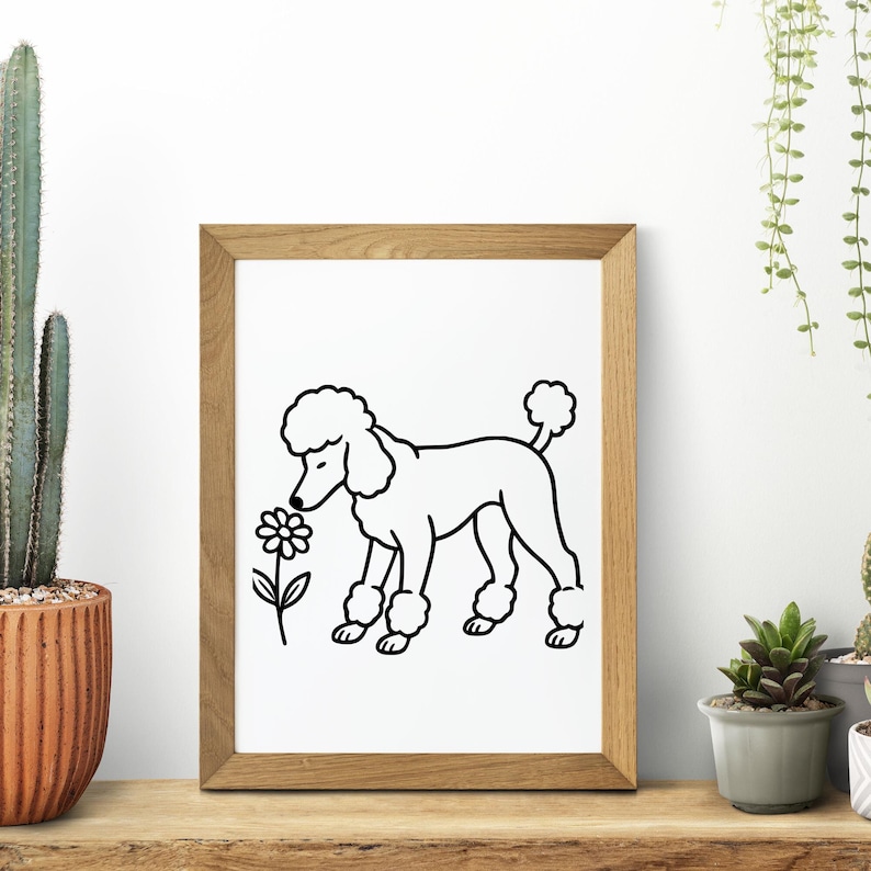 Poodle Standard Sniffing a Flower Svg, Png, Digital Art Instant ...