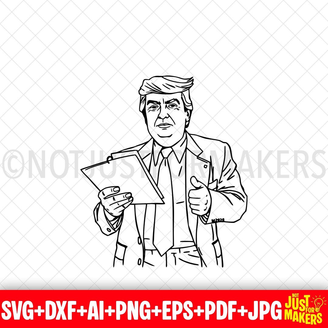 Donald Trump Holding Notepad SVG – Political Satire Digital Art (svg ...