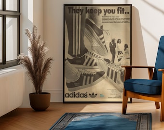 Adidas Poster | Aesthetic Ilustration | White Fashion Poster | 2000's Y2K Style