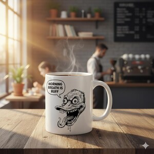 May include: A white ceramic mug with a black handle and the text "But First, Coffee" in a handwritten style. The mug is on a white surface. The mug is approximately 4 inches tall.