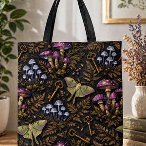 Stimmungsvolle Pilz Luna Motte Muster - Goth Cottagecore Stoffdesign (Digitaler Download)