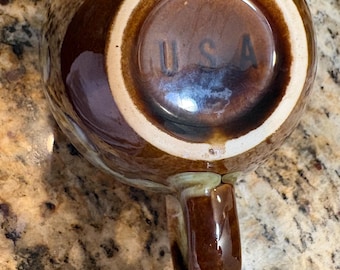 Vintage Brown Drip Glaze Ceramic Pitcher – Mid Century Farmhouse Creamer Jug