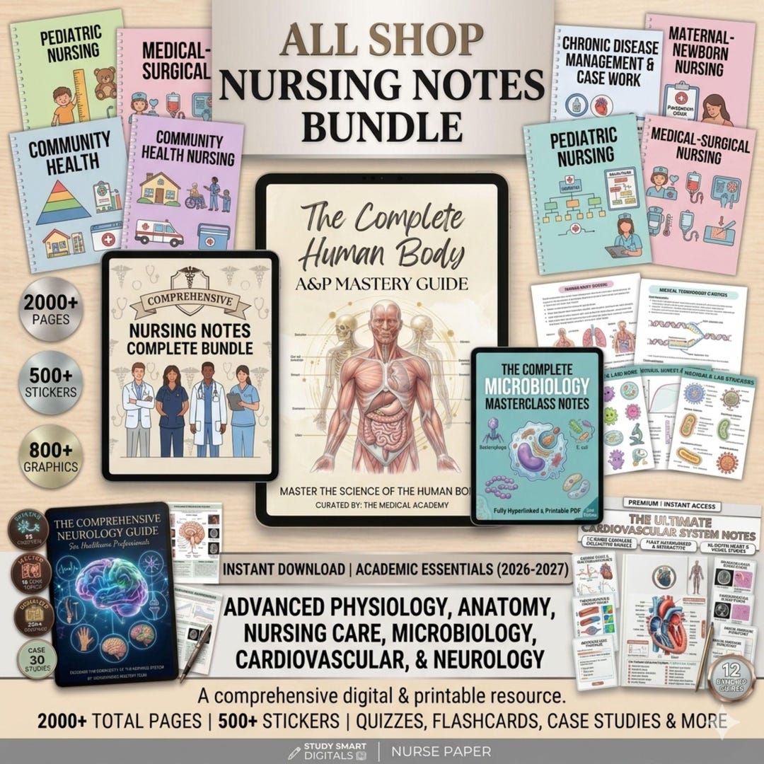 All Shop Nursing Notes Study Bundle, Anatomy and Physiology Note ...