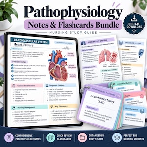 Pathophysiology Study Guide Bundle, Nursing Notes, Flashcards & Digital PDF for Nursing School