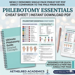 Phlebotomy Cheat Sheet PDF Notes, Nursing Study Guide, Tube Colors & Venipuncture Guide, Digital Download, Order of Draw, 2026-27