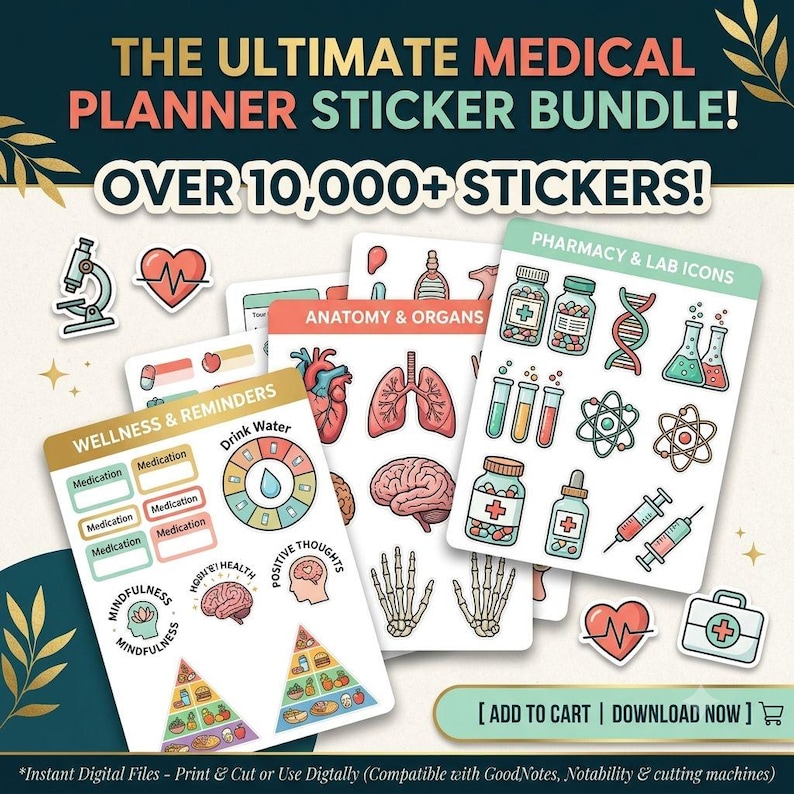 10,000+ Medical Stickers Mega PDF Bundle, Health Care Accessories ...