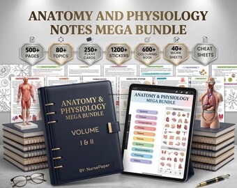 Anatomy and Physiology Notes Mega Bundle Volume 2, Nursing School Note ...