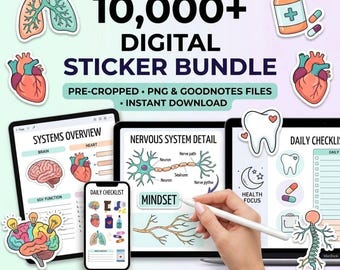 10,000+ Medical Stickers Mega PDF Bundle, Health Care Accessories, Goodnotes Stickers, Nurse Stickers | Human Body Sticker PDF  2026-27