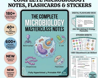 Apuntes de Microbiología con Tarjetas de Estudio y Pegatinas Apuntes de la Clase Magistral de Microbiología Apuntes de la Escuela de Enfermería Descarga Digital 2026-27 Tarjetas de Estudio de Biología