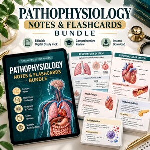Pathophysiology Study Guide Bundle, Nursing Notes, Flashcards & Digital PDF for Nursing School