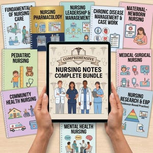 Comprehensive Nursing Notes Bundle, Nursing Guide,  Anatomy, Pharmacology, Pathophysiology, Nursing School Note, Digital Download