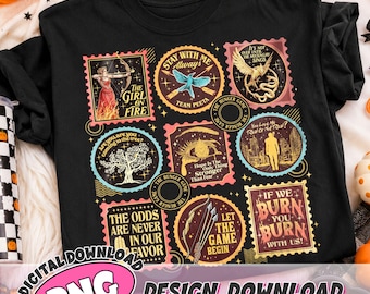 THG Stamps PNG Digital Download, Panem Dystopian Book Shirt Design, Hunger Games Inspired PNG Clipart, BookTok Readers Gift