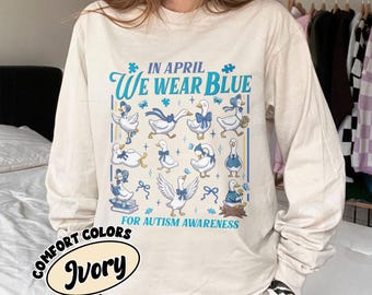 In April We Wear Blue PNG Digital Download, Autism Mom PNG Clipart, Autism Awareness Month, Neurodiverse Support