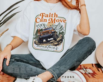Jesus PNG Digital Download, Christian Faith Can Move Mountains Shirt Design, Bible Verse PNG Clipart