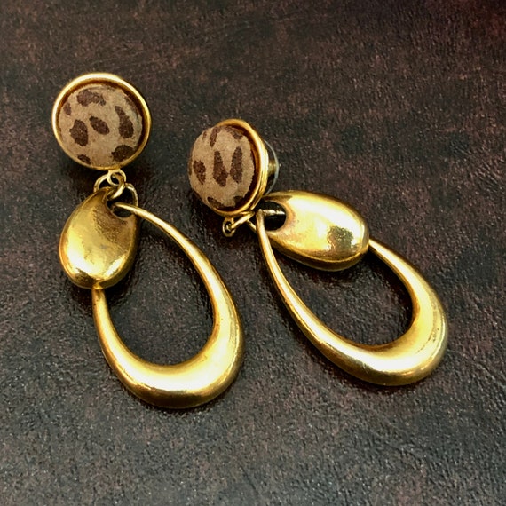 Vintage 80s Goldtone Circle Earrings
