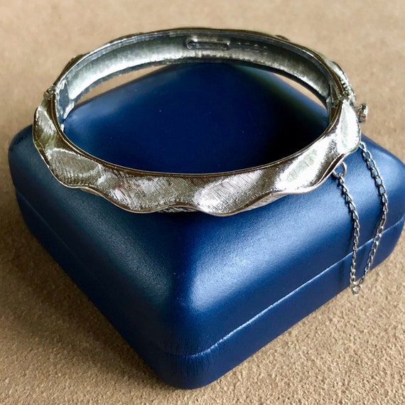 Vintage Boucher Silver Tone Hinged Bangle Bracelet