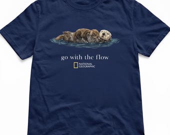 National Geographic Otter Graphic T-Shirt, Vintage 90s Y2k Style Top