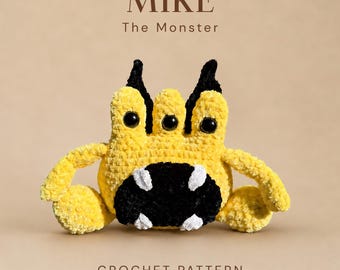 Amigurumi Mike The Monster Crochet Pattern – Stuffed Plush PDF Download (US Terms)