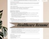 Healthcare Resume Template | ATS Friendly Resume | Medical Professional CV | Editable in Canva | Instant Download